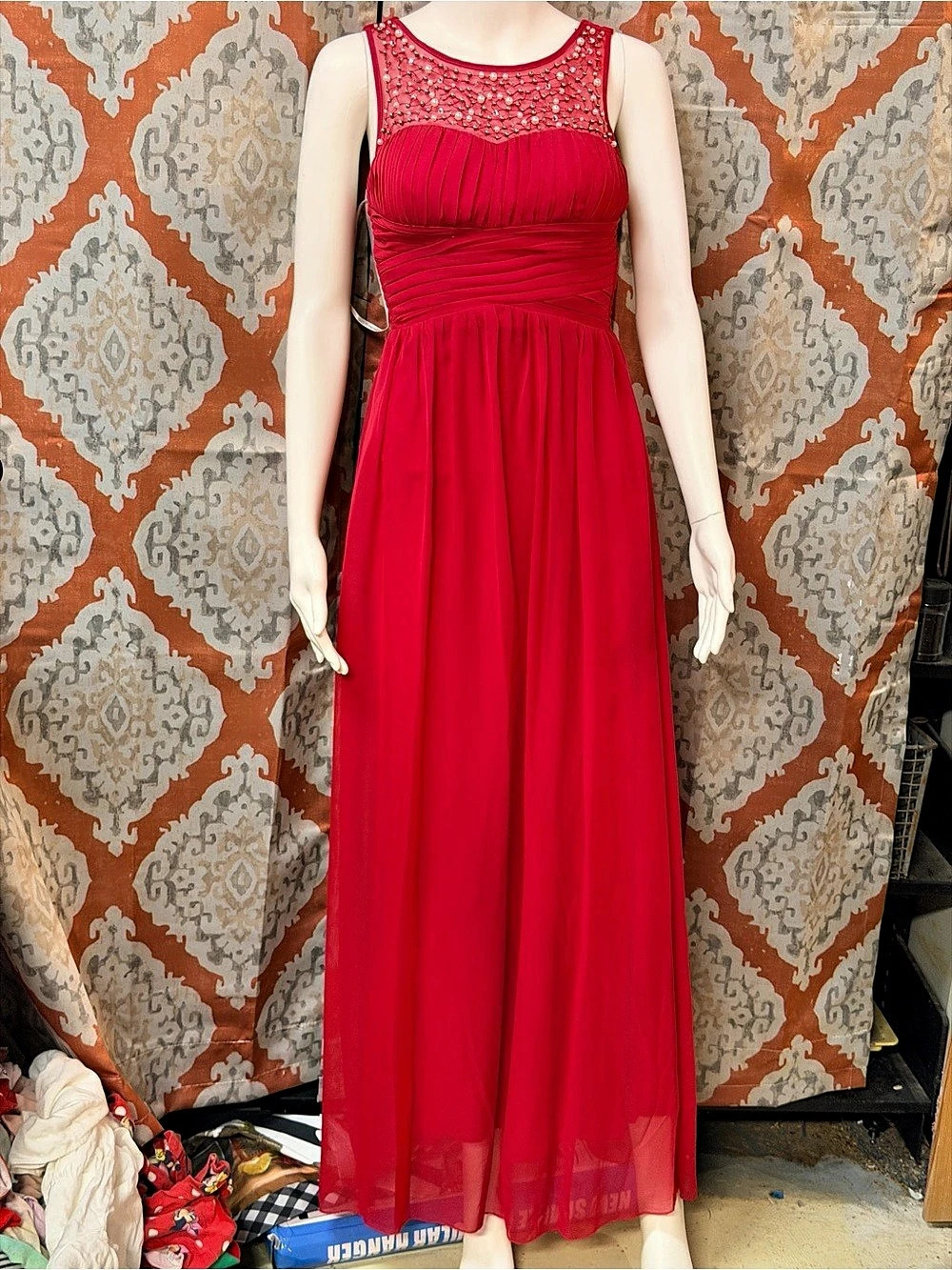 Xscape Red Maxi Dress Size 3 Like New